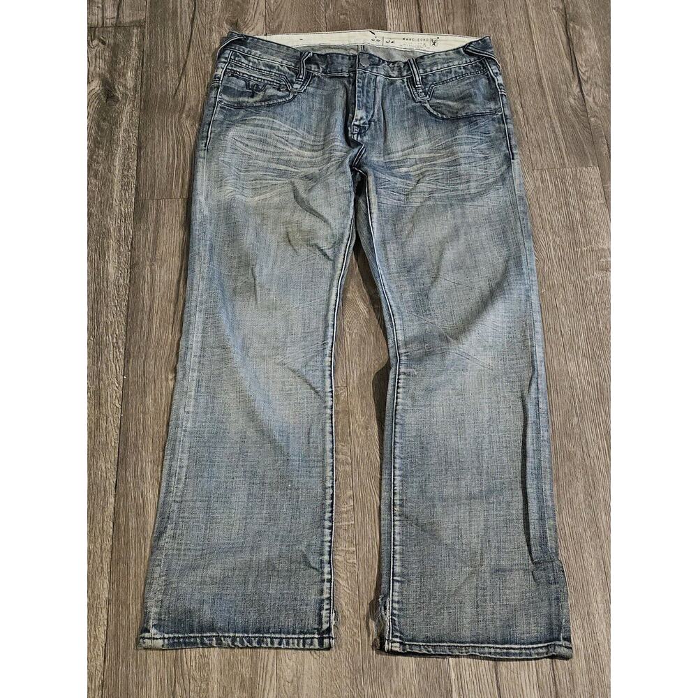 Marc Ecko Jeans Mens 38x32 Grey Deadly Threads Cut Sew Relaxed Loose Y2K Skater